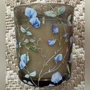 Blue Floral Soy Candle in holder Holder whispering Woods